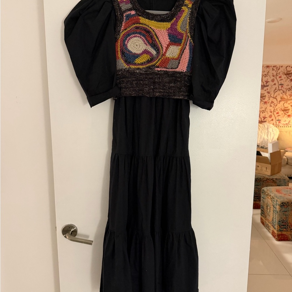 Sea New York Black Maxi Dress with Multicolor Knit Top